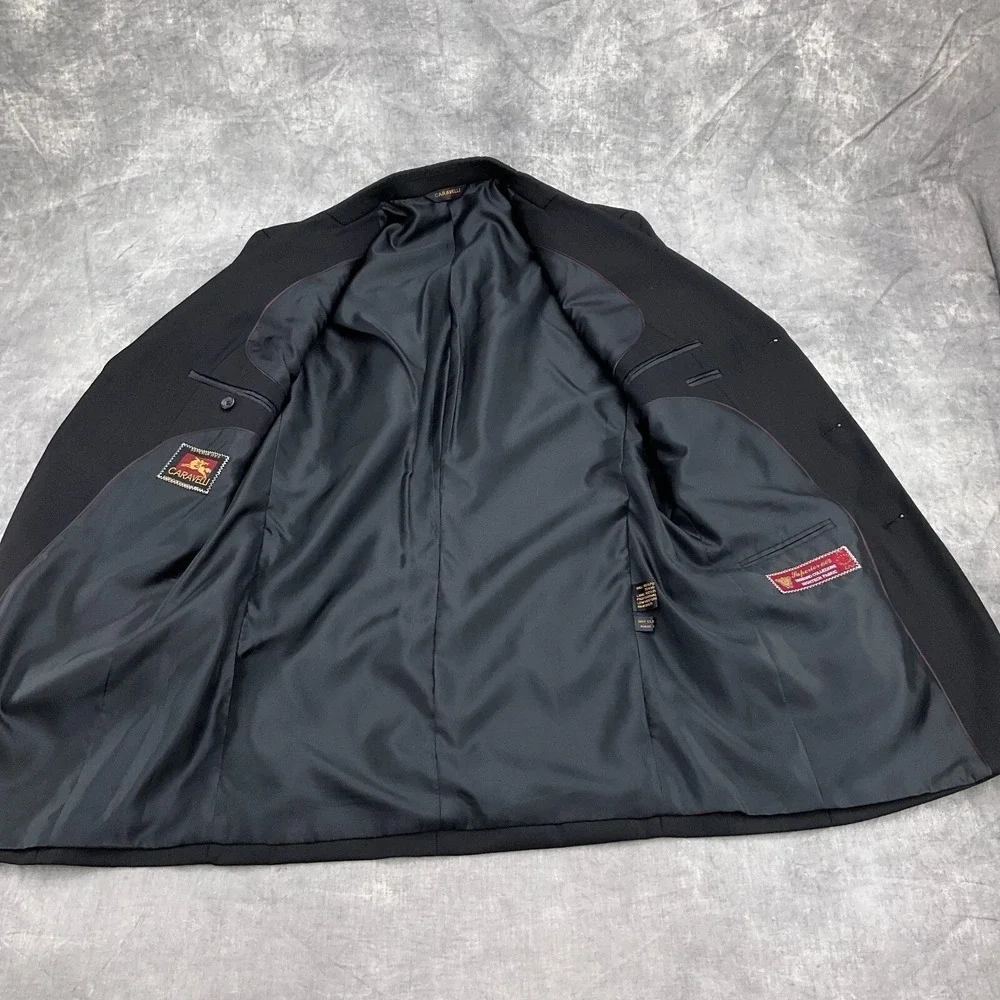 Caravelli Blazer Mens 36R Black Herrigbone Superior 150s High Tech Italian